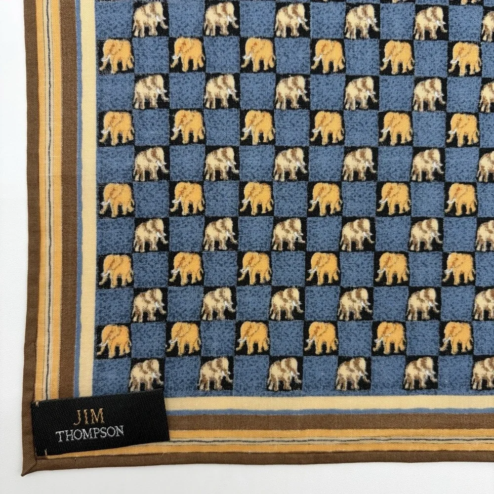 Jim Thompson 100% Cotton Elephant Handkerchief/Bandana Pocket Square